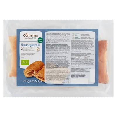 Consenza Saucijzenbroodjes gluten lactosevrij Tray 180 g