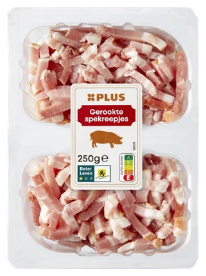 PLUS Gerookte spekreepjes Tray 250 g