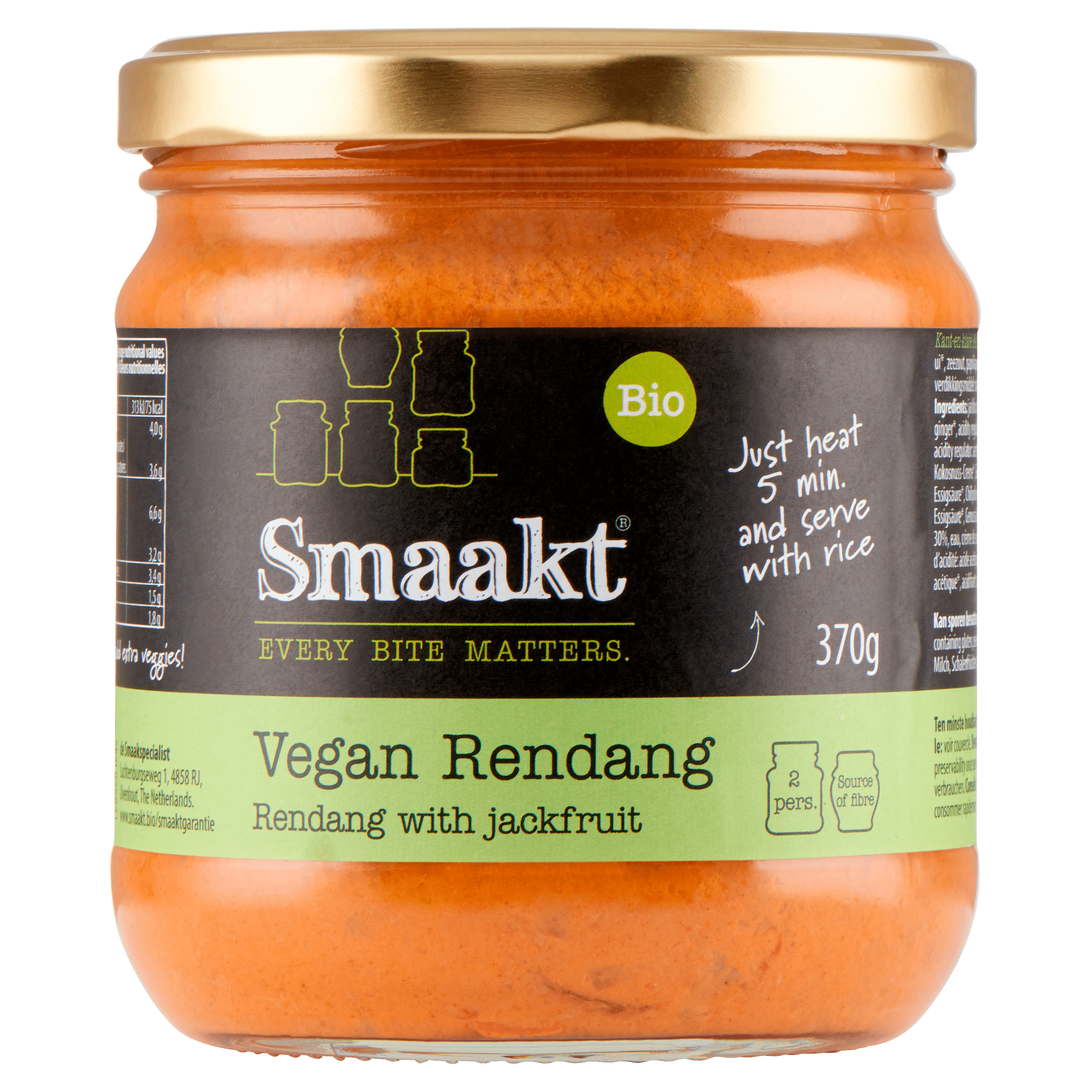 Smaakt Vegan rendang met jackfruit biologisch Pot 370 g