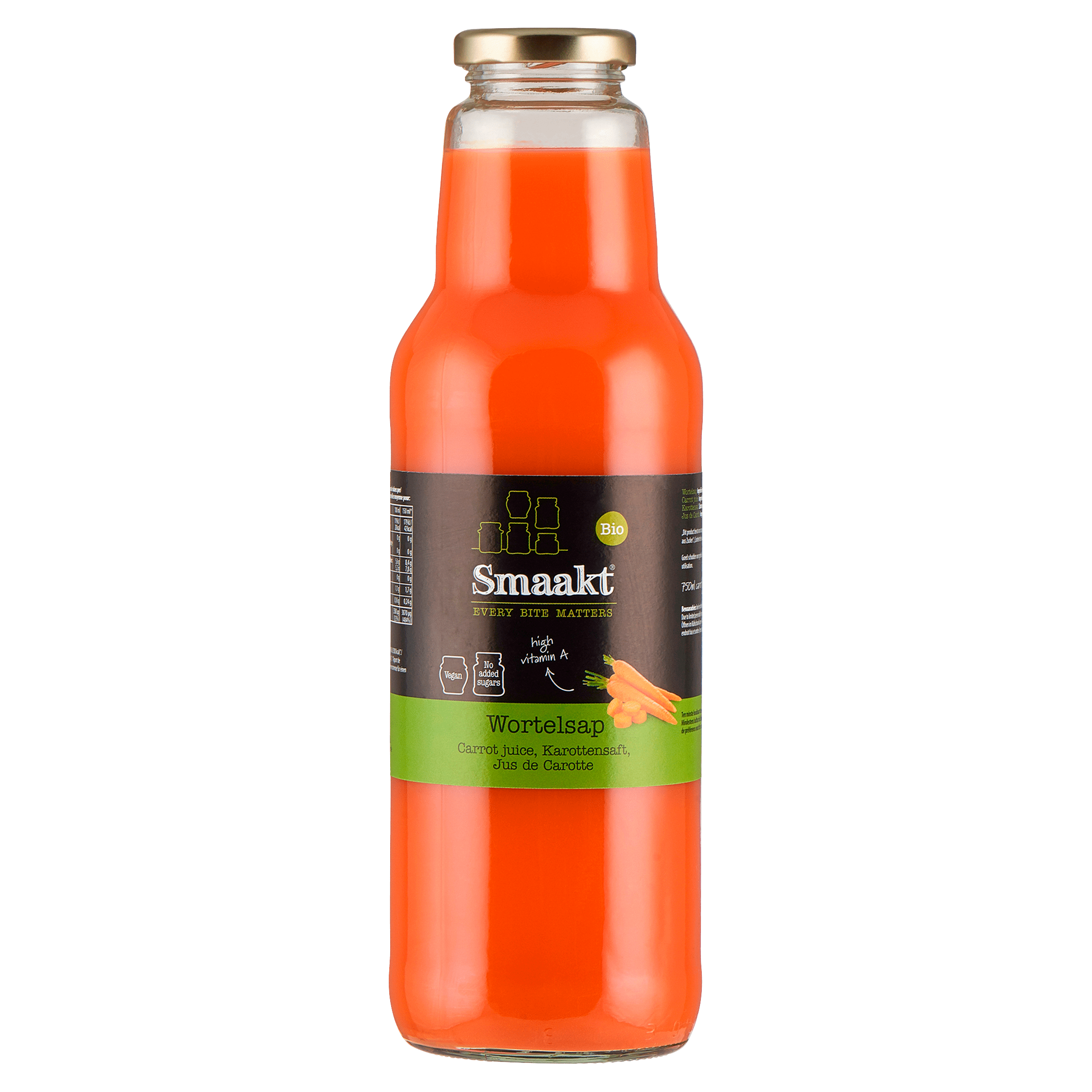 Smaakt Wortelsap biologisch Fles 750 ml