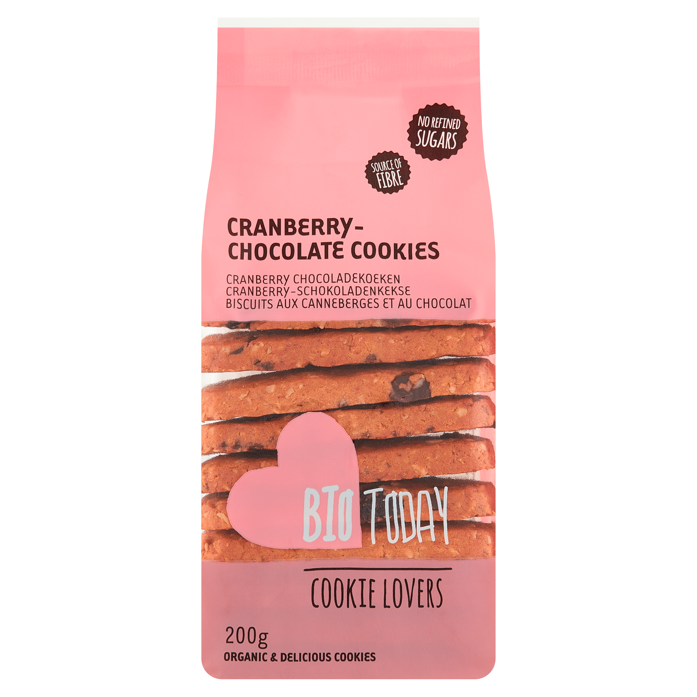 BioToday Cranberry chocoladekoeken biologisch Zak 200 g