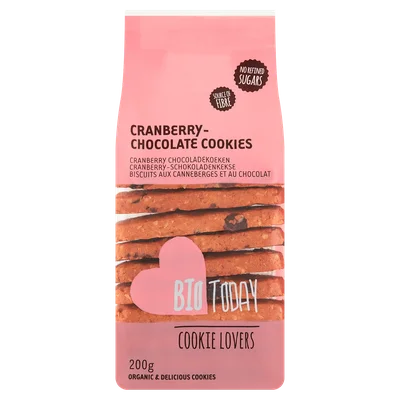BioToday Cranberry chocoladekoeken biologisch Zak 200 g