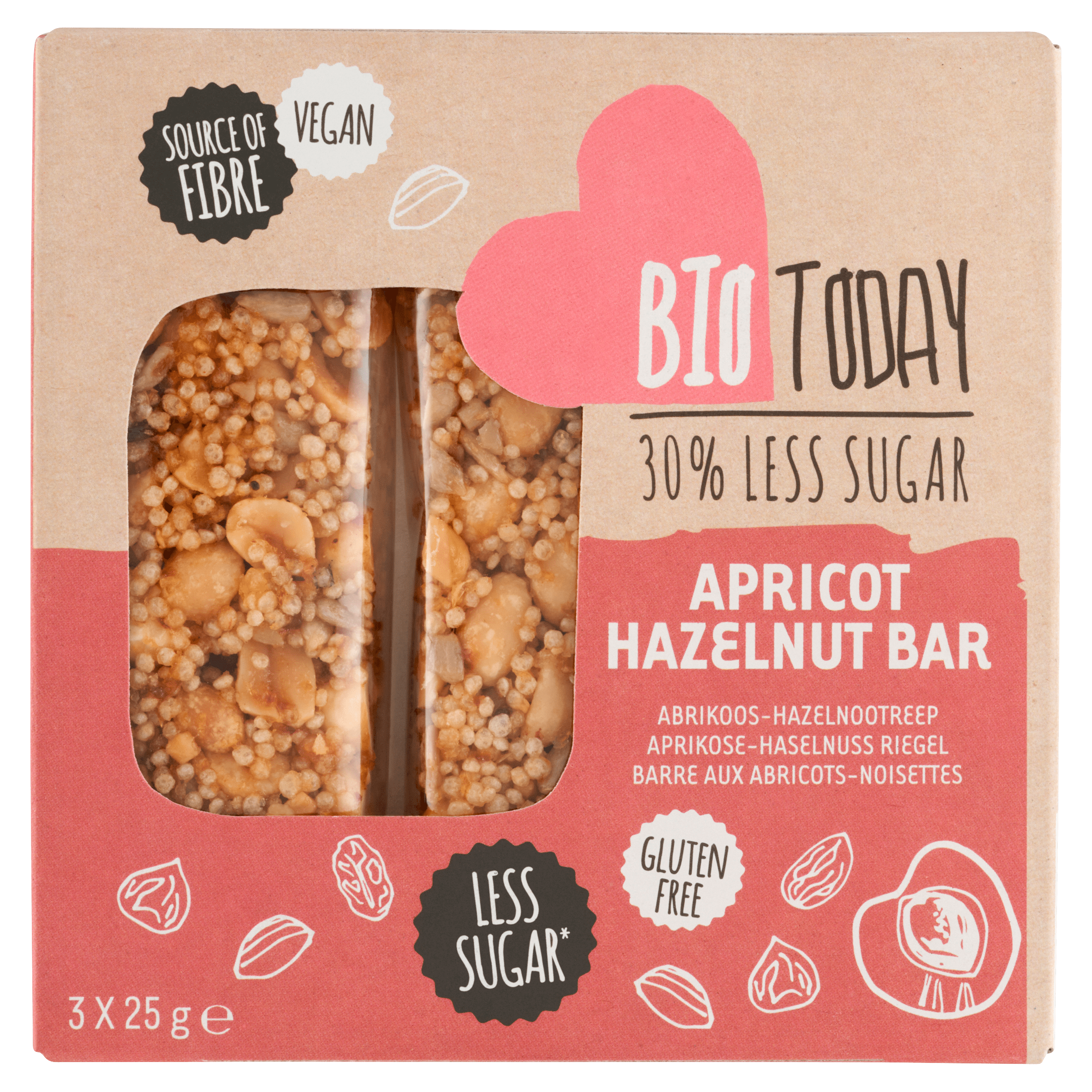 BioToday Notenreep abrikoos hazelnoot bio Doos 75 g