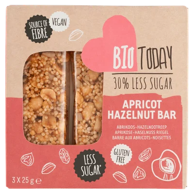 BioToday Notenreep abrikoos hazelnoot bio Doos 75 g