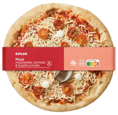 PLUS Pizza mozzarella, tomaat &amp; basilicum Krimp 415 g