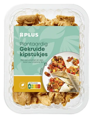 PLUS Plantaardige gekruide kipstukjes Tray 200 g