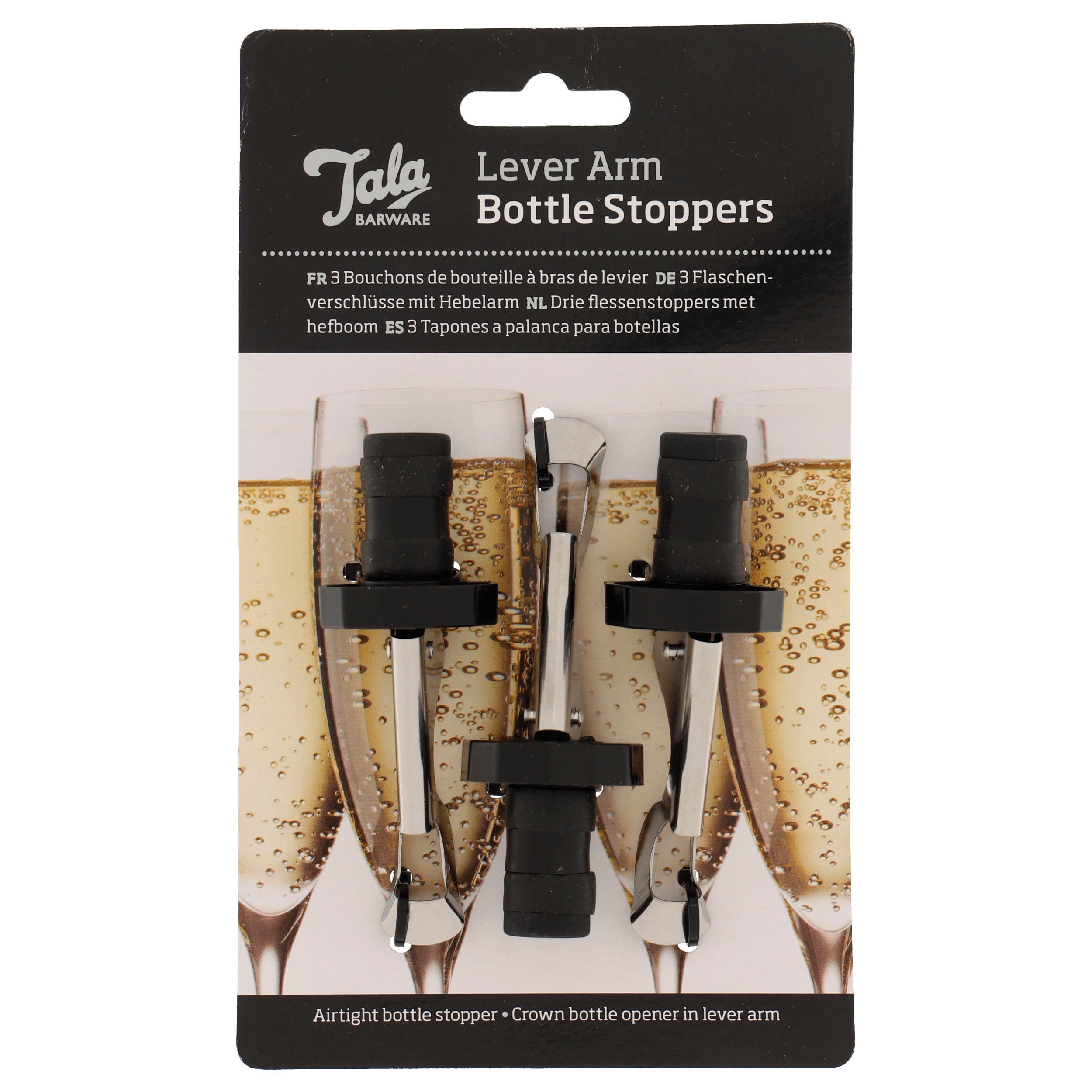 Tala Flessenstopper met hefboom 3st. Kaart 47 g