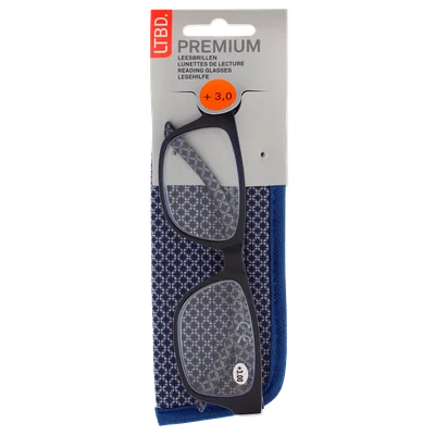 LTBD Premium leesbril zwart etui +1 Kaart 1 st