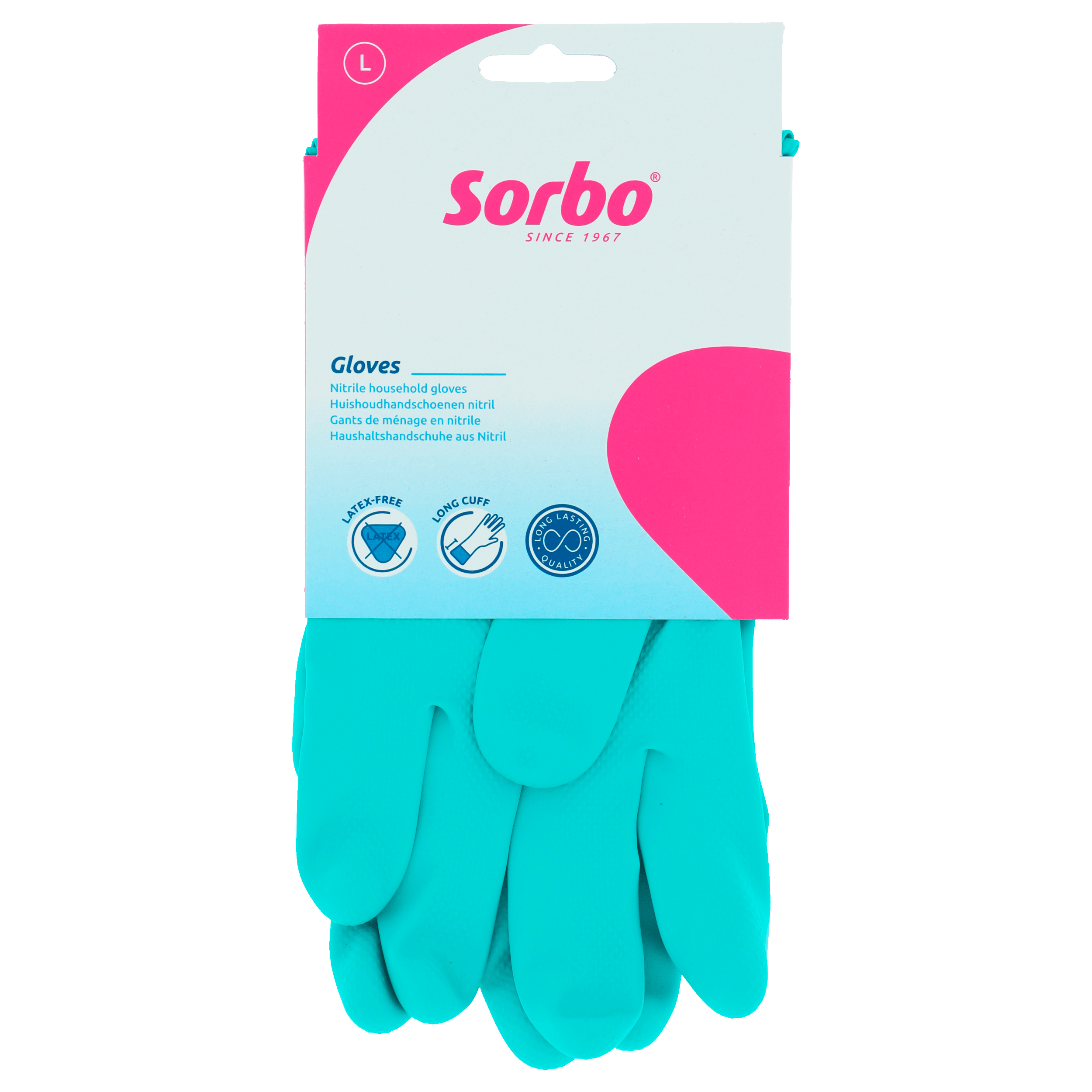 Sorbo Huishoudhandschoen nitril L Kaart 72 g