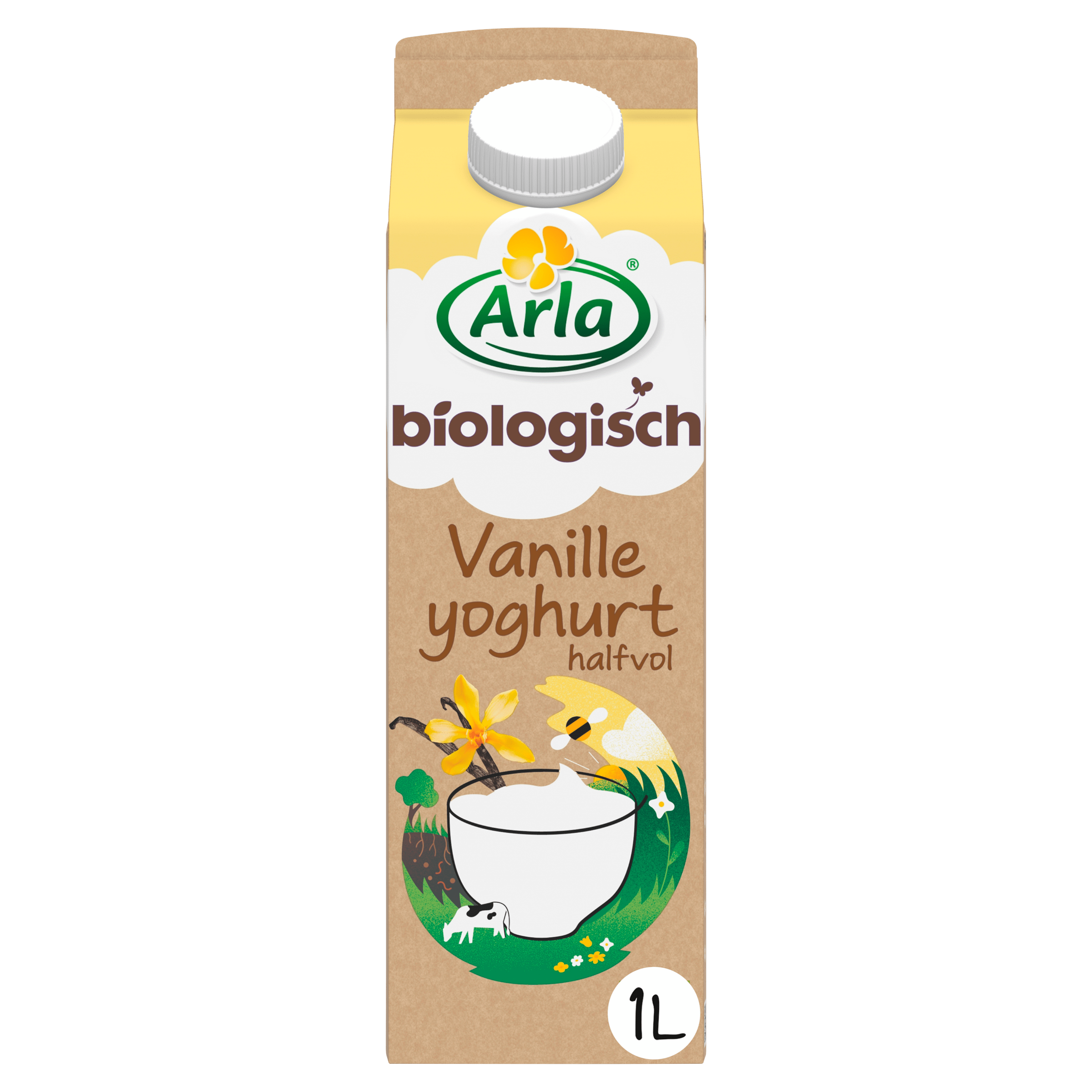 Arla Biologisch halfvolle vanille yoghurt Pak 1000 ml