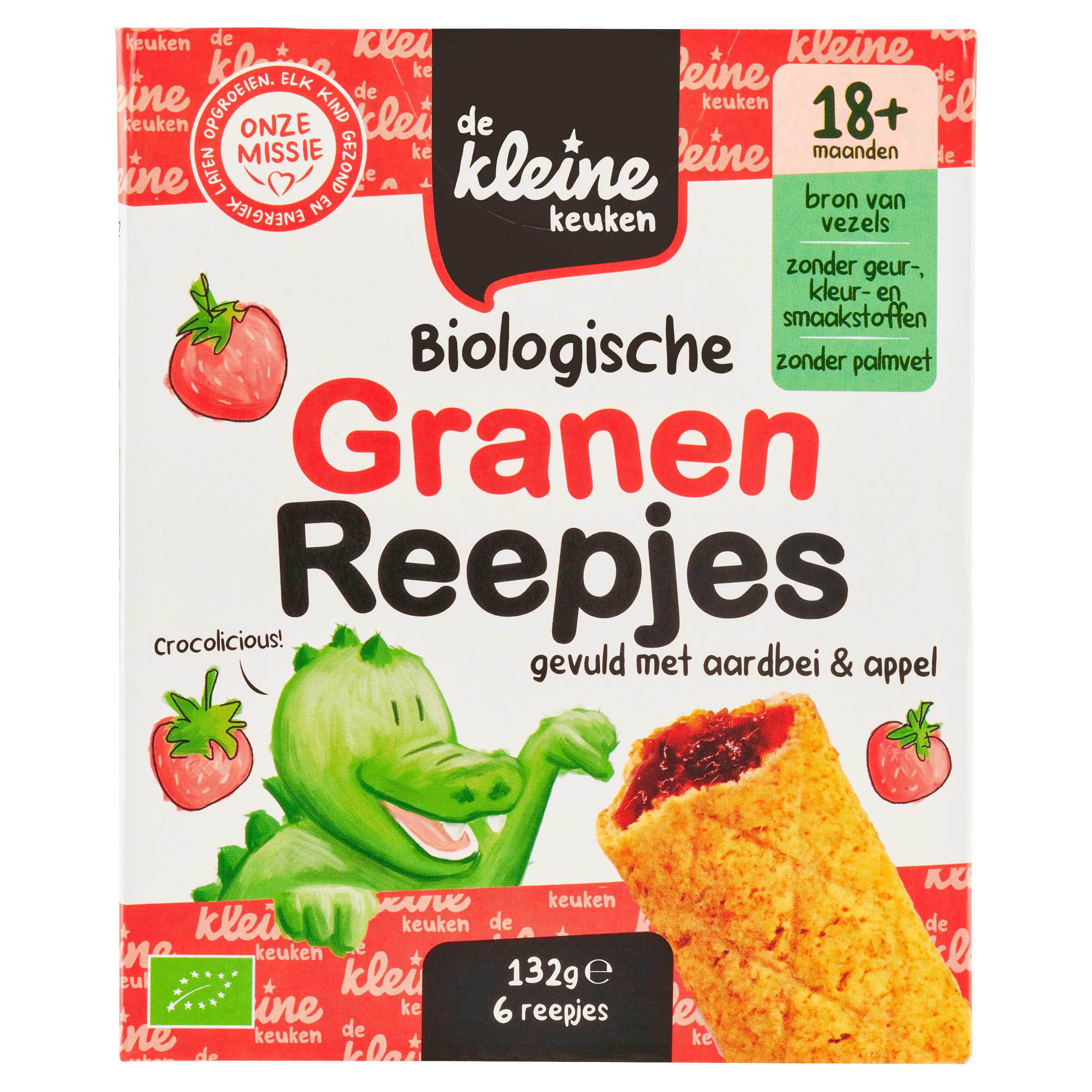 De Kleine Keuken BIO Hartjes koekjes aardbei +18M Doos 120 g