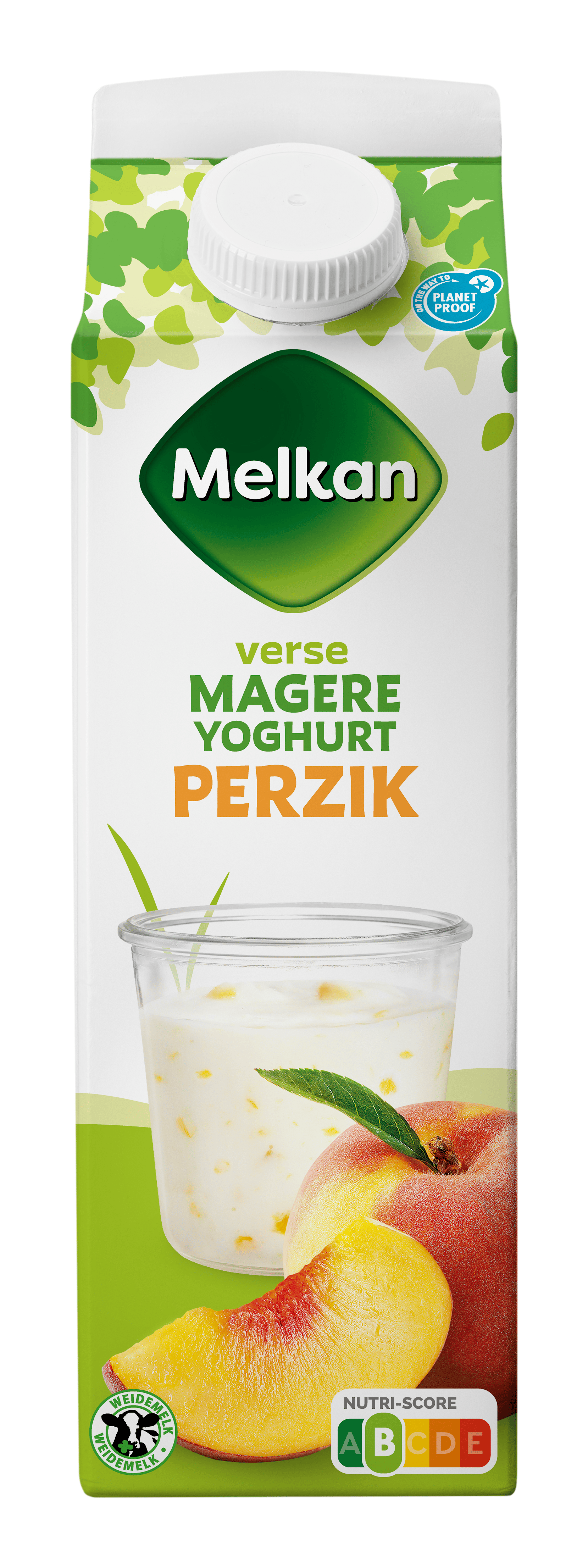 Melkan Magere vruchtenyoghurt perzik Pak 1000 ml