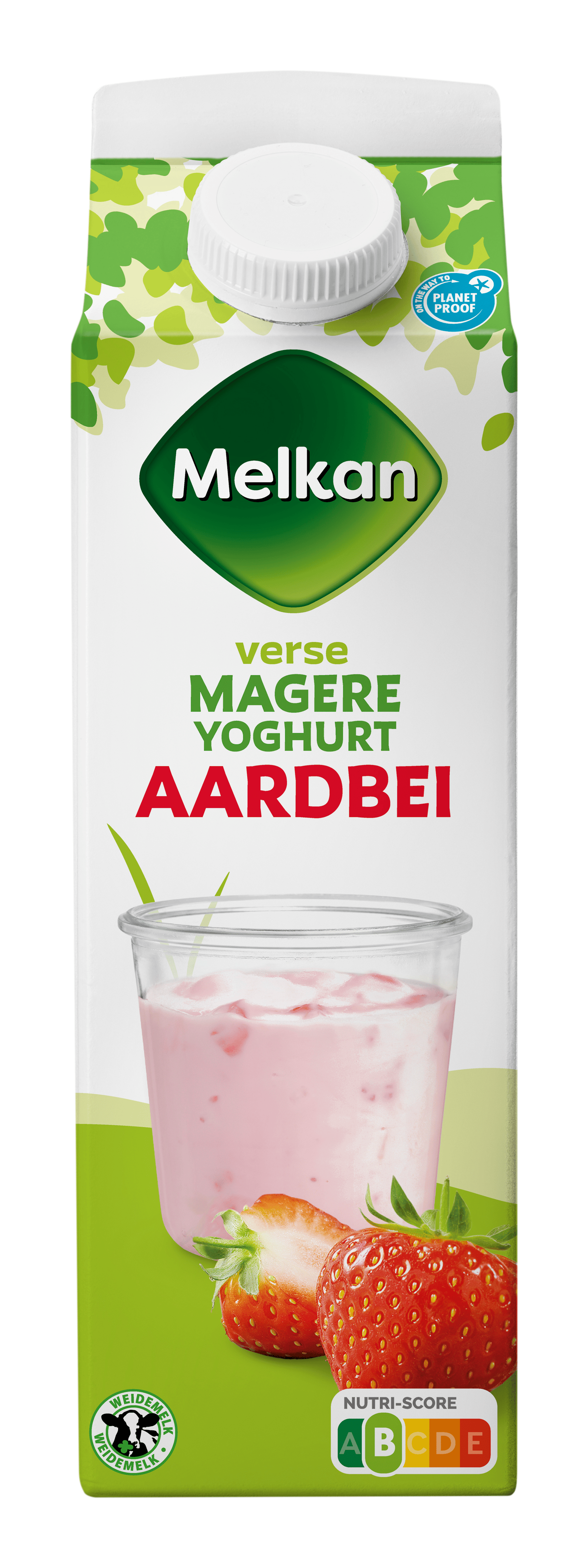 Melkan Magere vruchtenyoghurt aardbei Pak 1000 ml