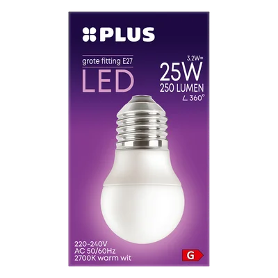 PLUS Lamp LED 25W Kogel grote fitting mat Doos 1 st