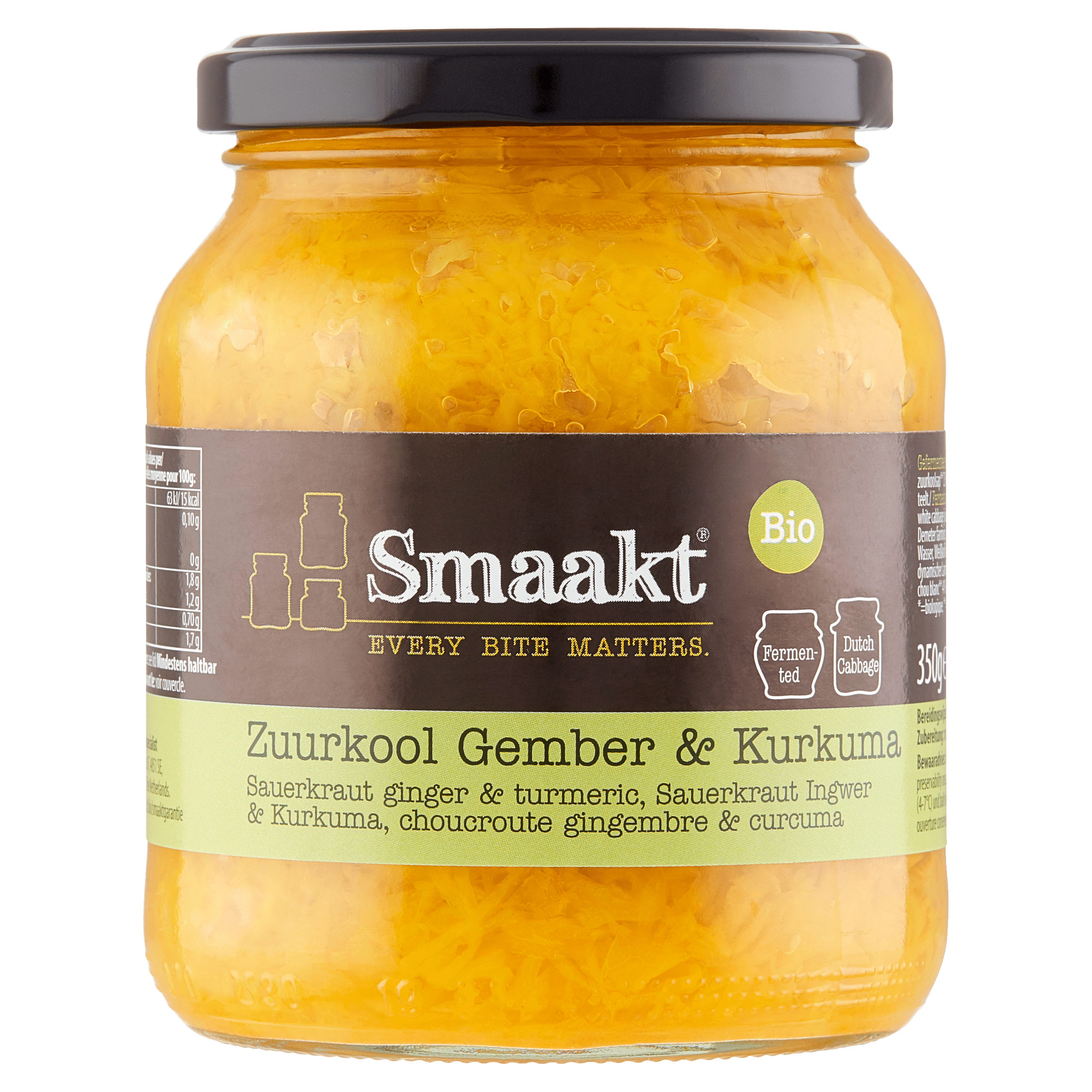 Smaakt Zuurkool &amp; gember/kurkuma bio Pot 350 ml