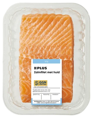 Plus Zalmfilet Met Huid Tray 385 G
