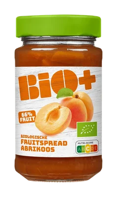 BIO+ Abrikozen fruitspread Pot 250 g