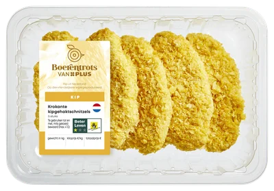 PLUS Boerentrots Krokante kipgehaktschnitzels 5st. Stuk 525 g