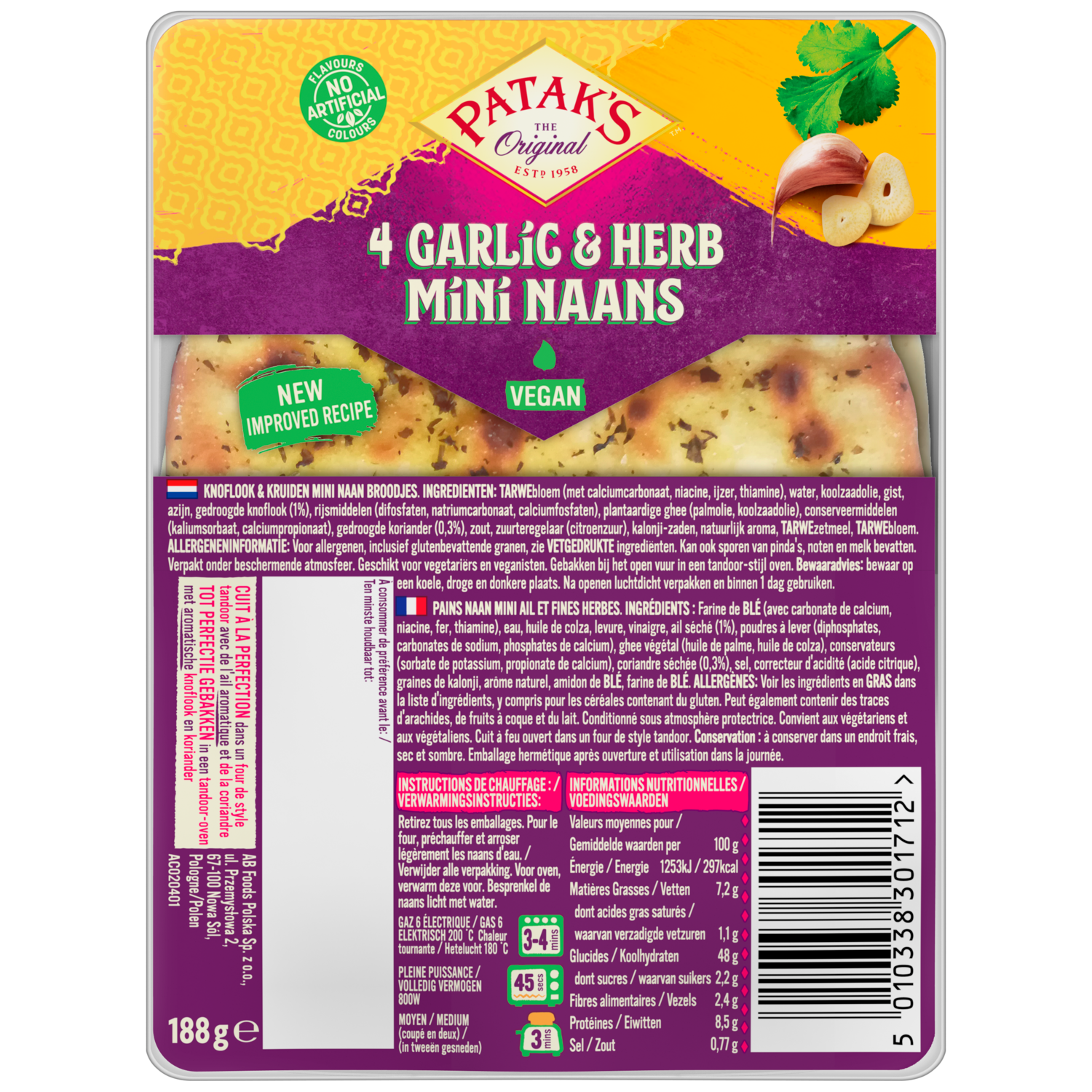 Patak's Mini naan knoflook en kruiden Zakje 188 g