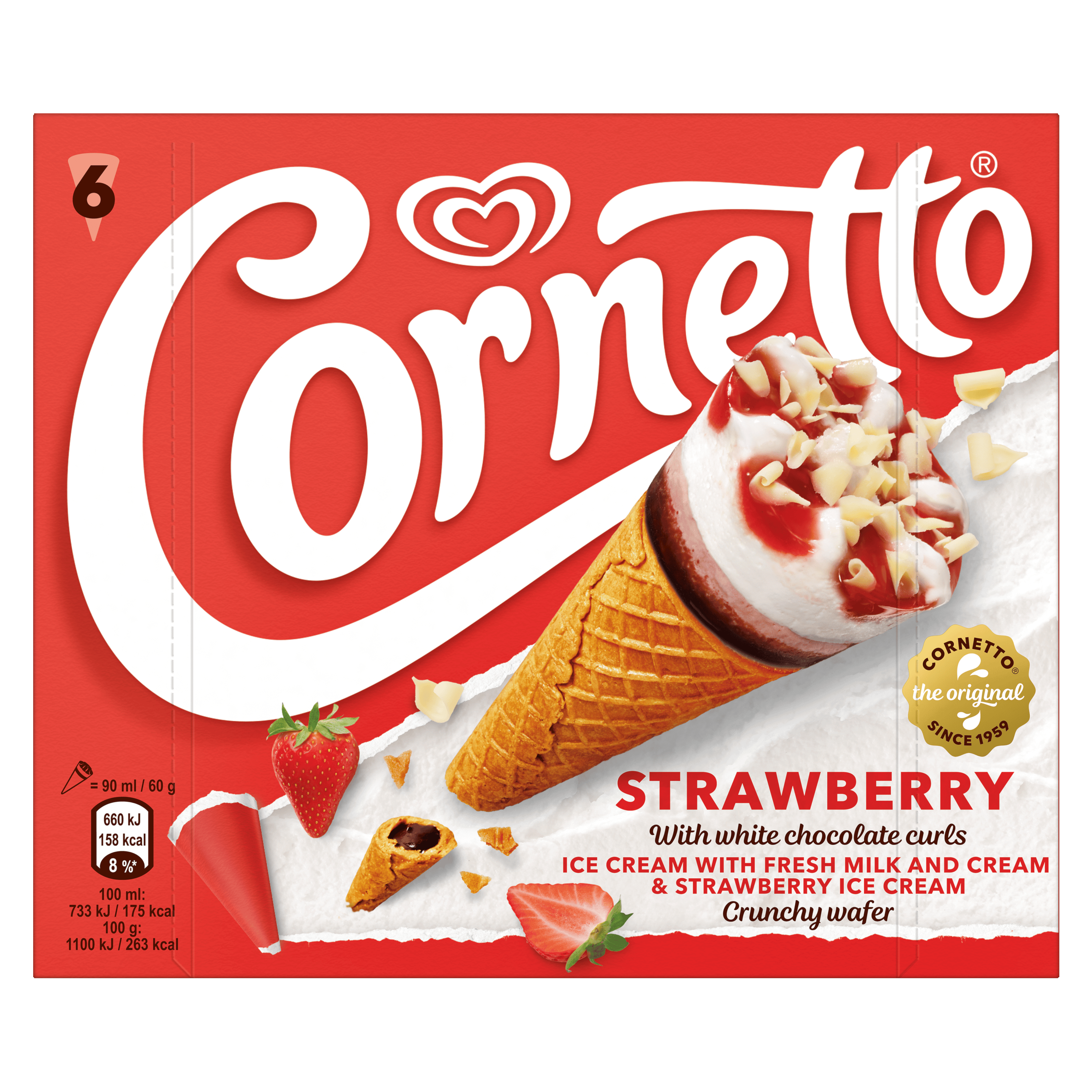 Ola Cornetto Classico Strawberry Krimp 6 st