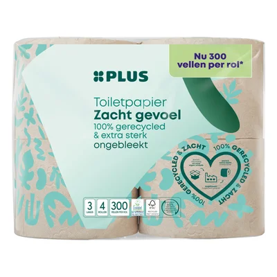PLUS Toiletpapier 4 rol 3-lgs eco Zak 4 st
