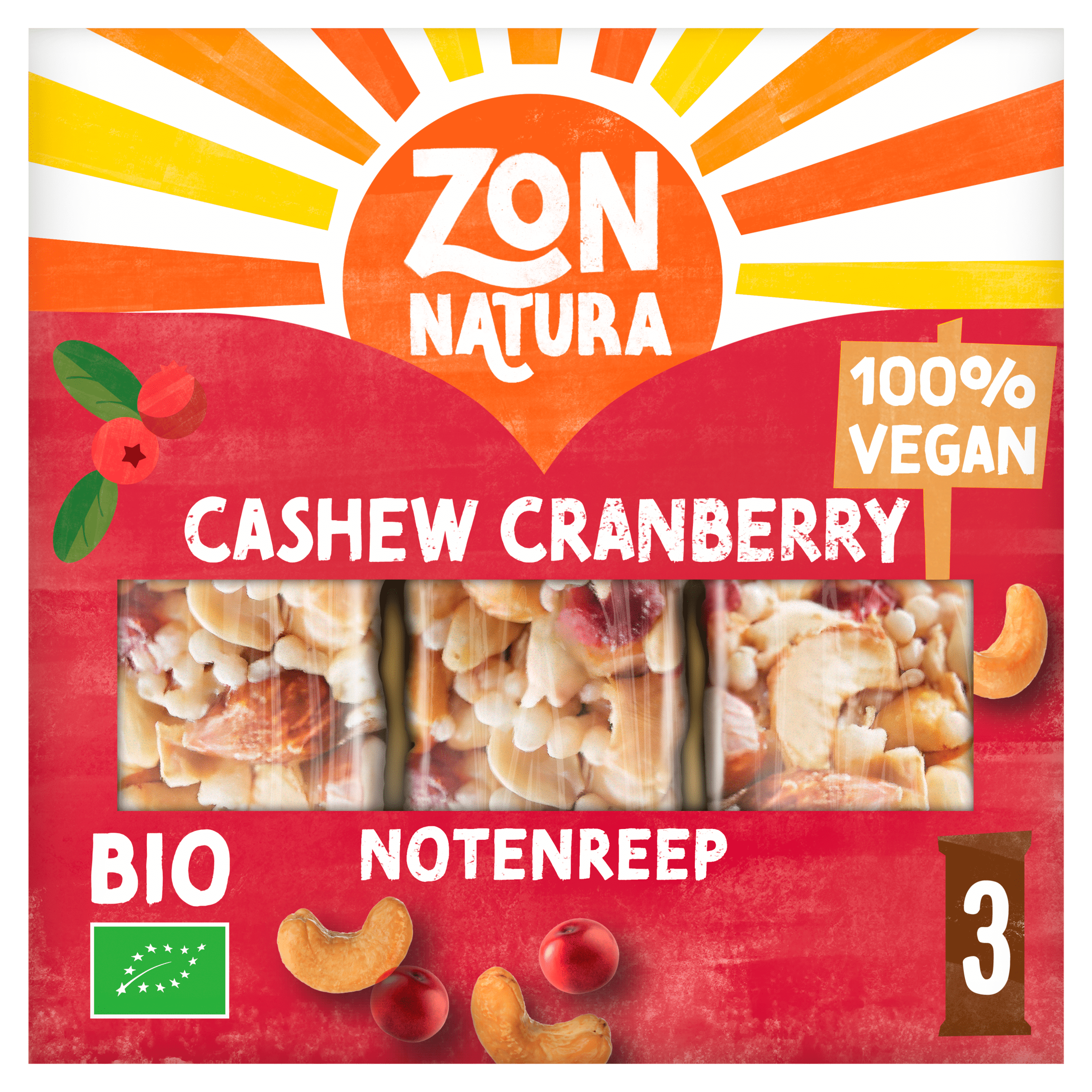 Zonnatura Notenreep cashew cranberry Doos 75 g