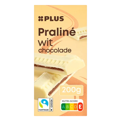 PLUS Chocoladereep wit ricecrisp Fairtrade Doos 200 g