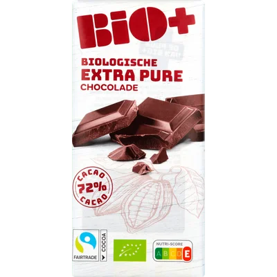 BIO+ Chocoladereep puur 55% cacao fairtrade Wikkel 100 g
