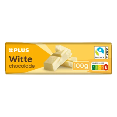 PLUS Chocoladereep wit Fairtrade Wikkel 100 g