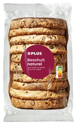 PLUS Beschuit luxe naturel met zaden Rol 230 g