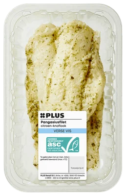 PLUS Pangasiusfilet citroen knoflook Tray 365 g
