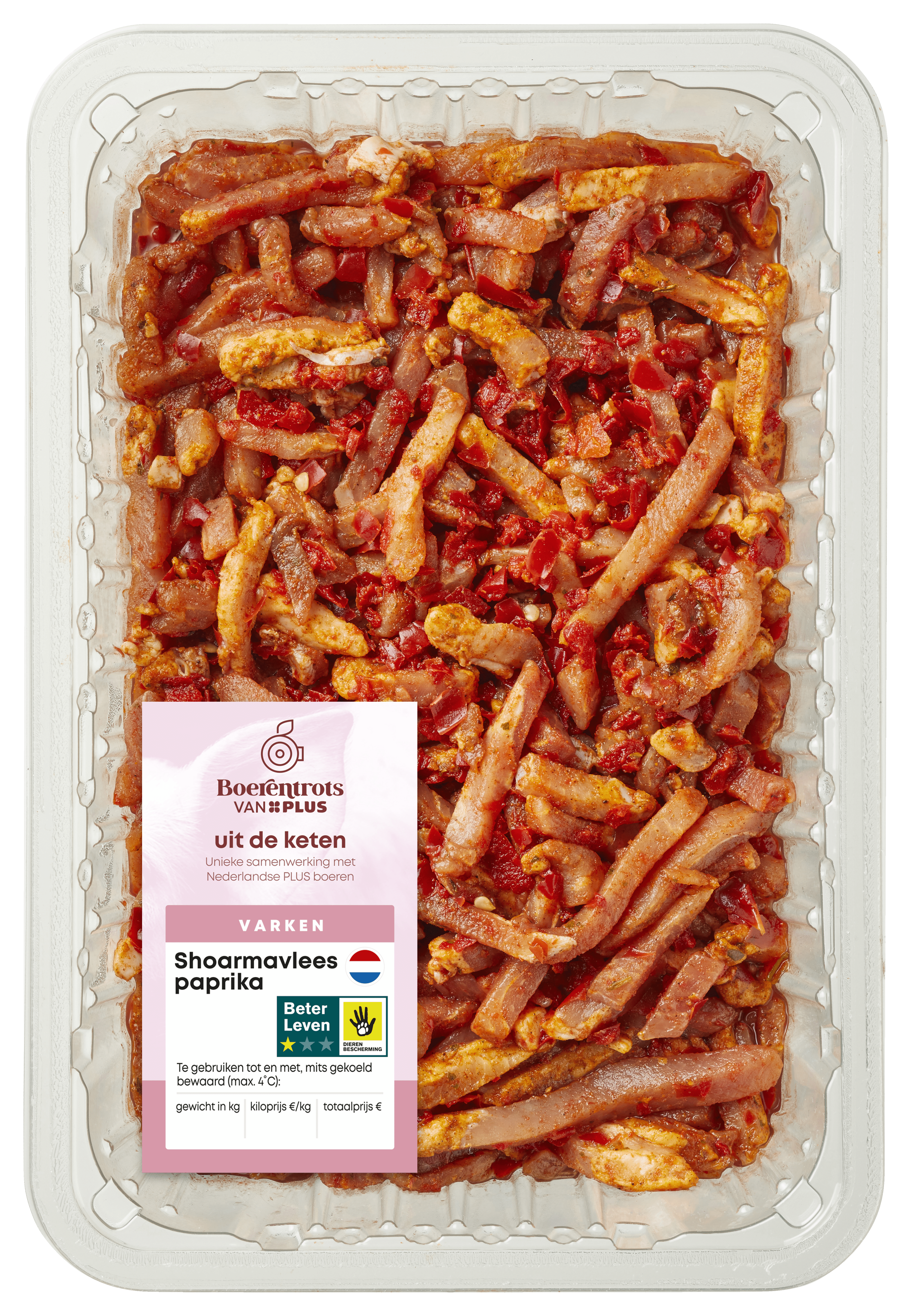 PLUS Boerentrots Shoarmavlees pap Tray 850 g