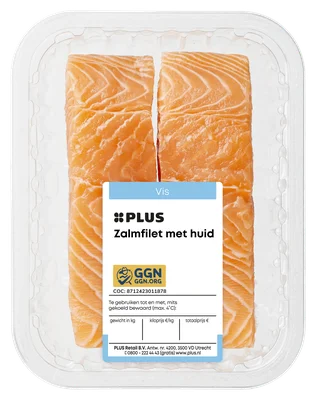 PLUS Zalmfilet met huid knoflookmarinade Tray 250 g