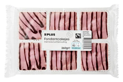 PLUS Fondantcakejes met bosvruchtenvulling Tray 258 g