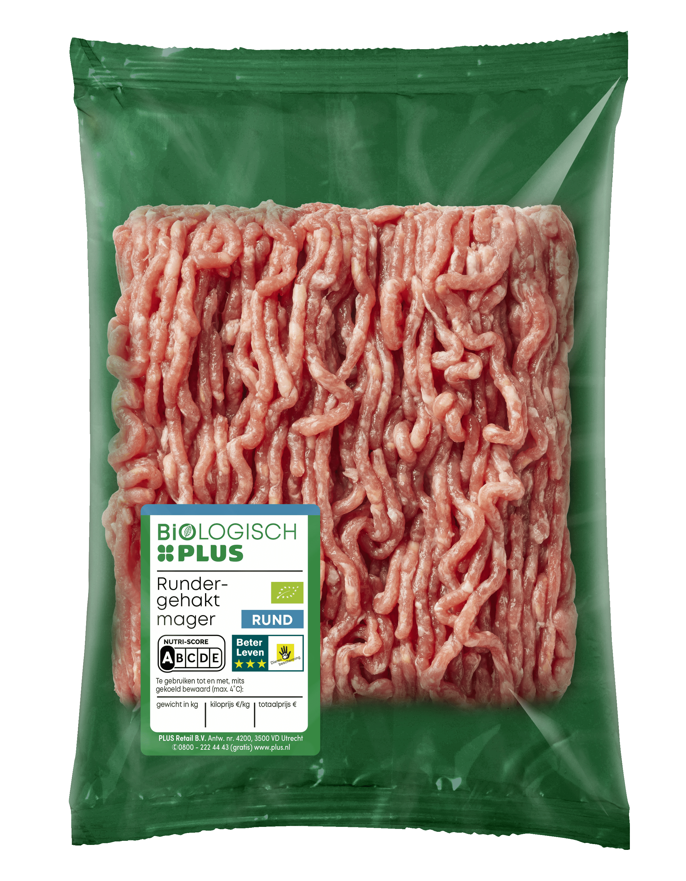 Biologisch PLUS Rundergehakt mager Wikkel 250 g