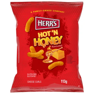 Herr's Hot 'N Honey Curls Zak 113 g