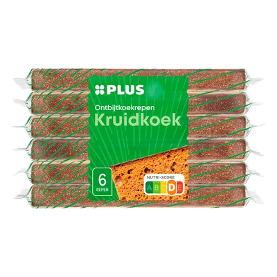 PLUS Ontbijtkoekrepen Rozijnen 6 pack Wikkel 390 g