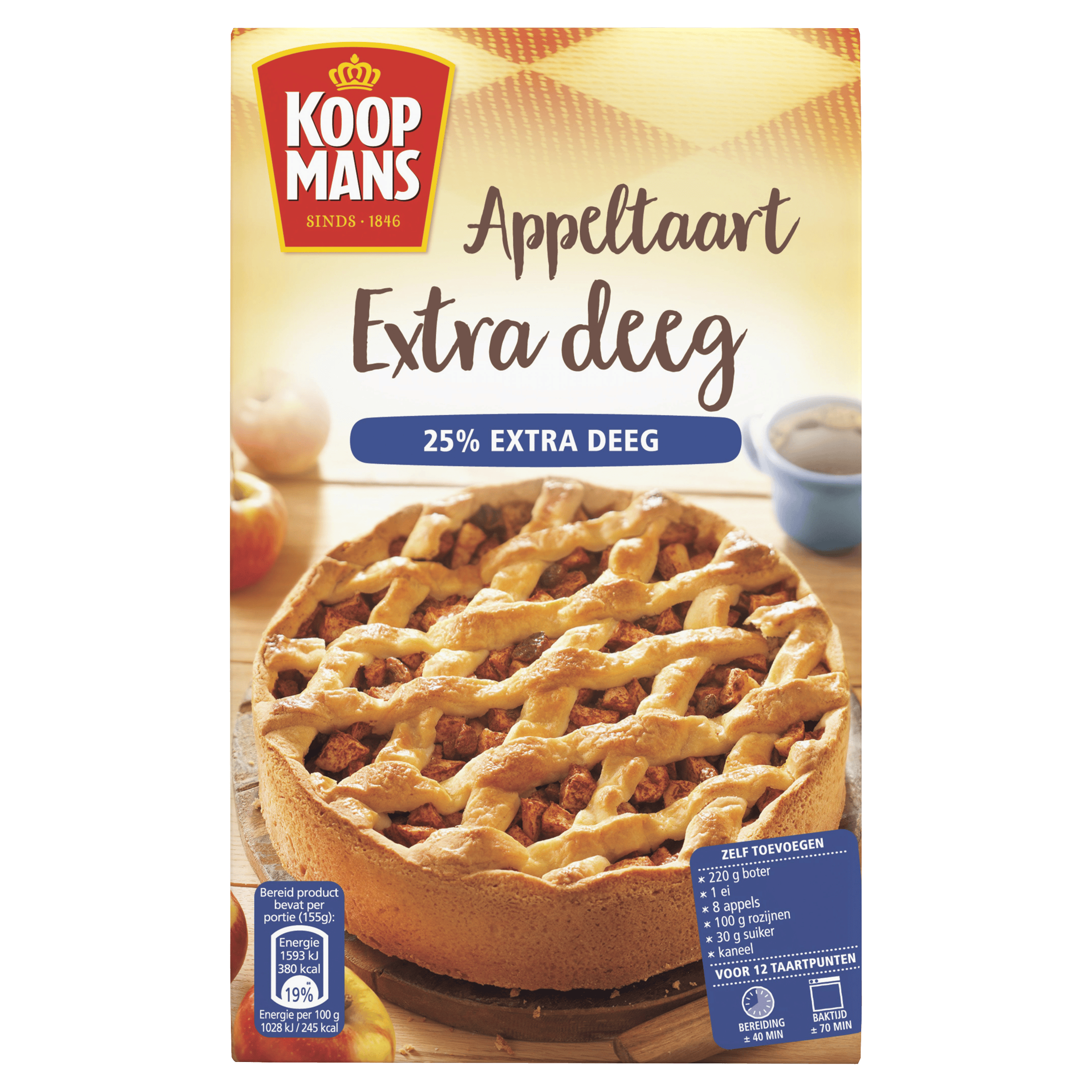 Koopmans Appeltaart extra deeg bakmix Pak 550 g