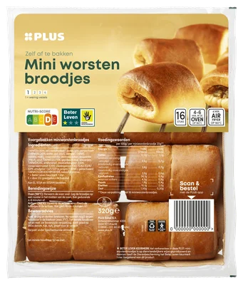 PLUS Mini worstenbroodjes Zak 320 g