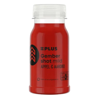 PLUS Vers shot gember aardbei (mild) Fles 125 ml