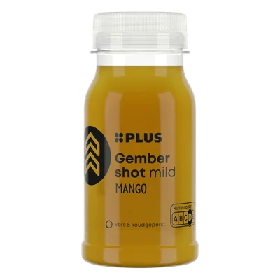 PLUS Vers shot gember mango (mild) Fles 125 ml