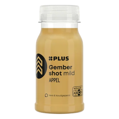PLUS Vers shot gember appel (mild) Fles 125 ml