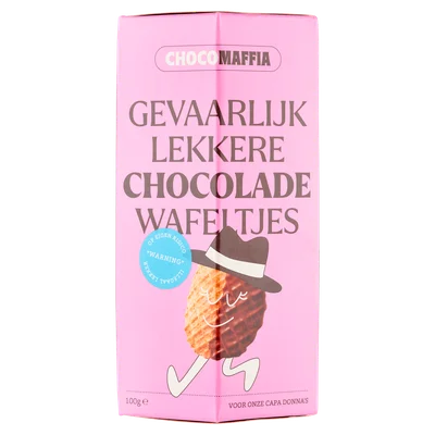 Chocomaffia Gevaarlijk lekkere chocoladewafeltjes Doos 100 g