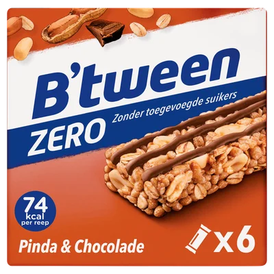 B'tween Mueslireep Zero Pinda Chocolade Doos 120 g