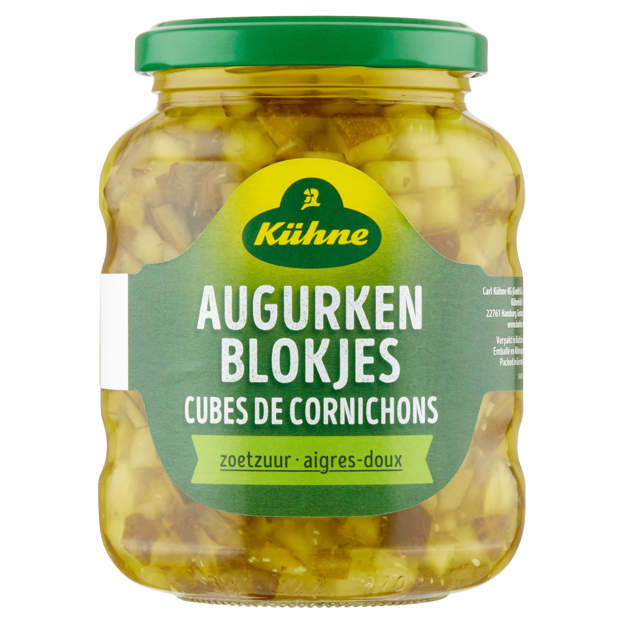 Kuhne Augurkenblokjes zoetzuur Pot 330 g