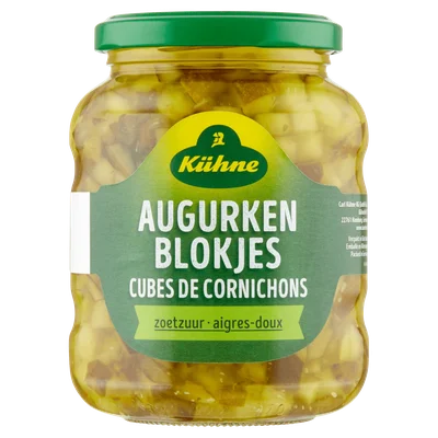 Kuhne Augurkenblokjes zoetzuur Pot 330 g