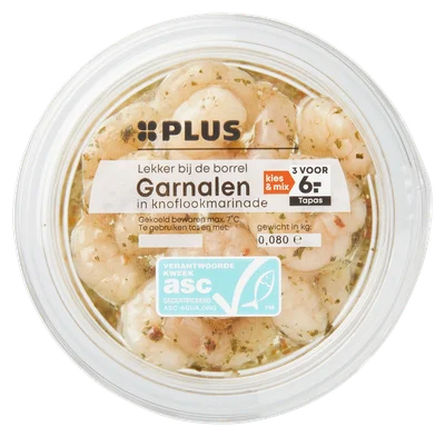 PLUS Garnalen in knoflookmarinade Bakje 80 g