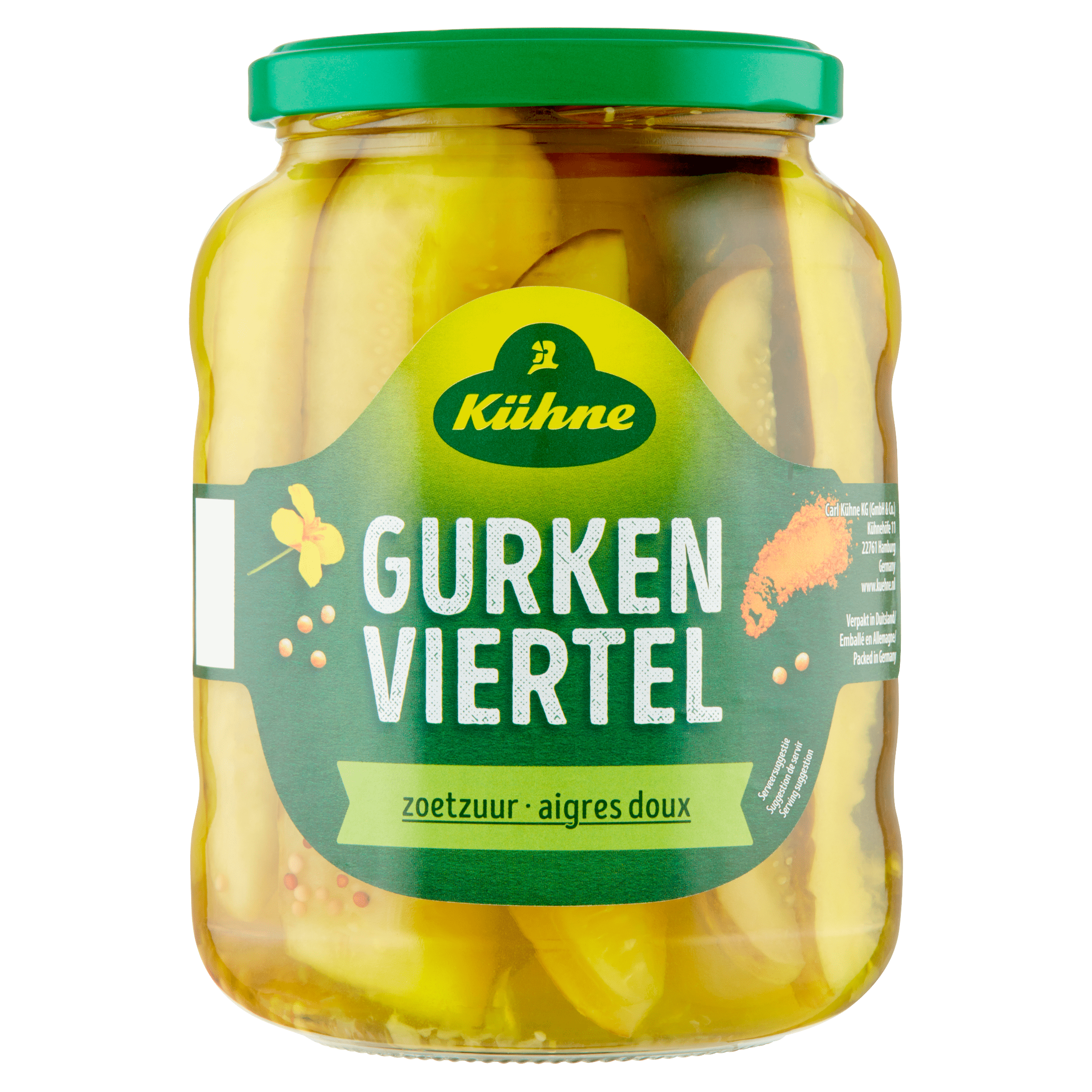 Kuhne Gurkenviertel zoetzuur Pot 670 g