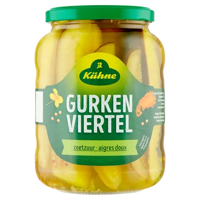 Kuhne Gurkenviertel zoetzuur Pot 670 g