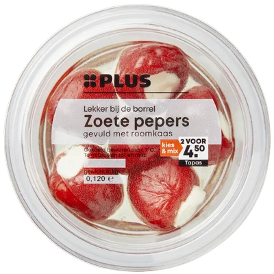 PLUS Sweet peppers roomkaas Bakje 120 g